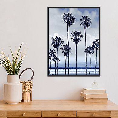 Amanti Art Beach Palms Indigo II Framed Canvas Print