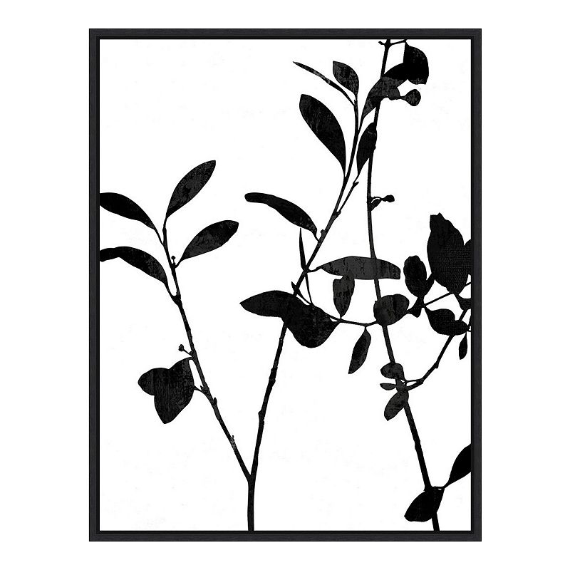 Amanti Art Nature Silhouette III (Leaves) Framed Canvas Print, Black, 18X24