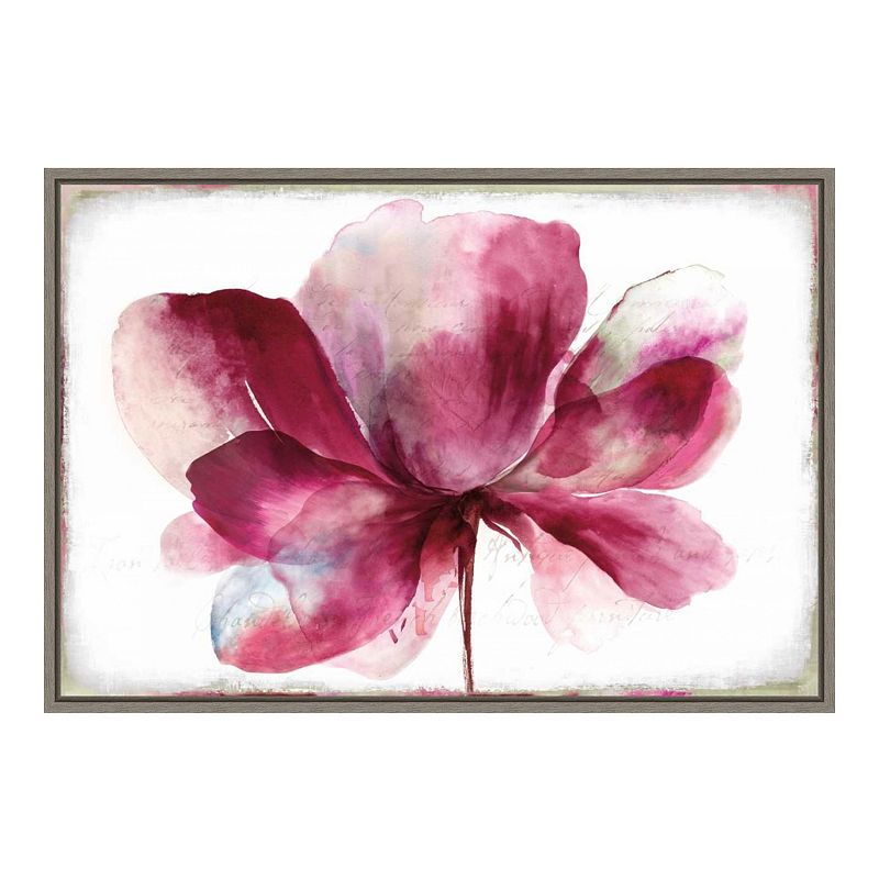 Amanti Art Lilya Red (Flower) Framed Canvas Print, Grey, 23X16