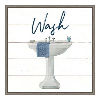 Amanti Art Cottage Bath I Framed Canvas Print