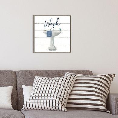 Amanti Art Cottage Bath I Framed Canvas Print