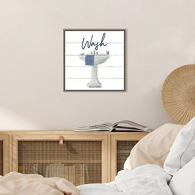 Amanti Art Cottage Bath I Framed Canvas Print