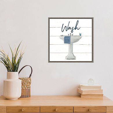 Amanti Art Cottage Bath I Framed Canvas Print