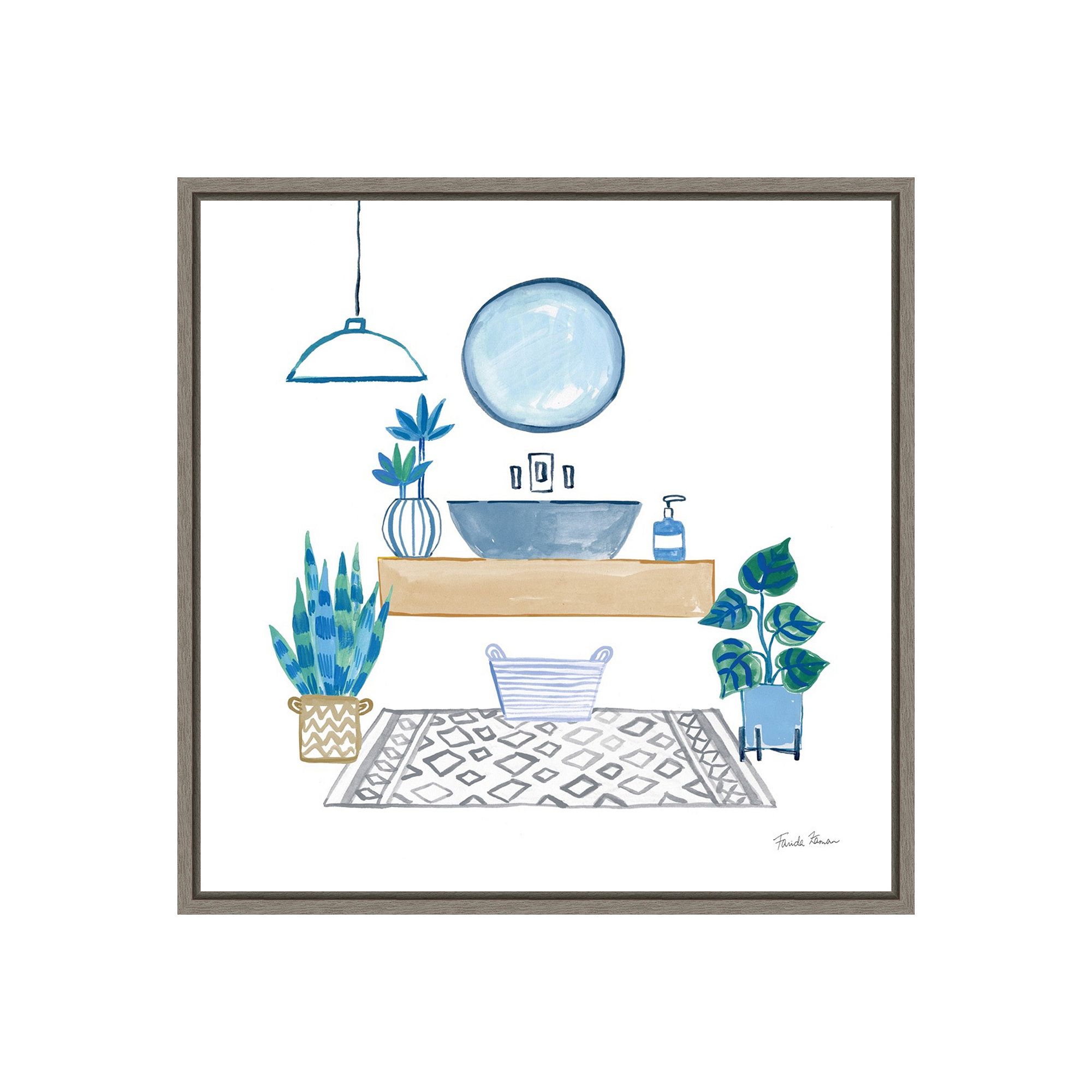 Amanti Art Relax I (Bath) Framed Canvas Print, Gray