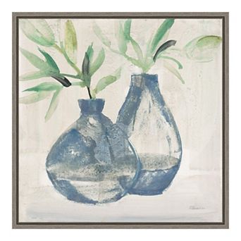 Amanti Art Pretty Vases With Green Fronds Framed Canvas Print