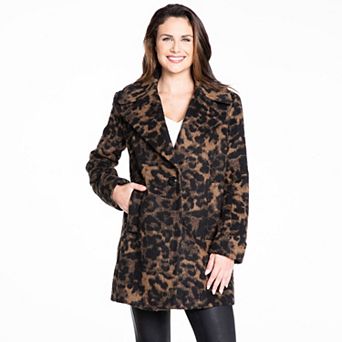 Women's Fleet Street Wool-Blend Cocoon Leopard Print Coat