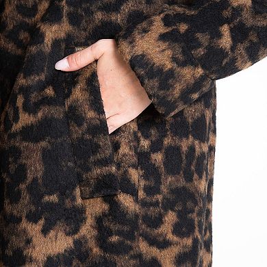 Women's Fleet Street Wool-Blend Cocoon Leopard Print Coat