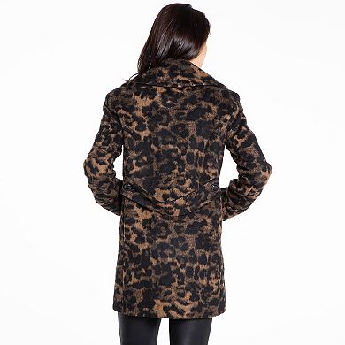 Women's Fleet Street Wool-Blend Cocoon Leopard Print Coat