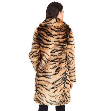 Women's Fleet Street Faux-Fur Tiger Print Coat