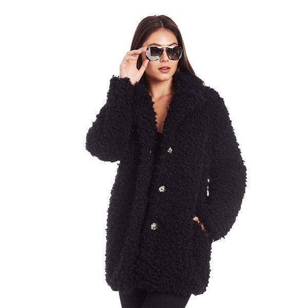 Ladies black shop teddy bear coat