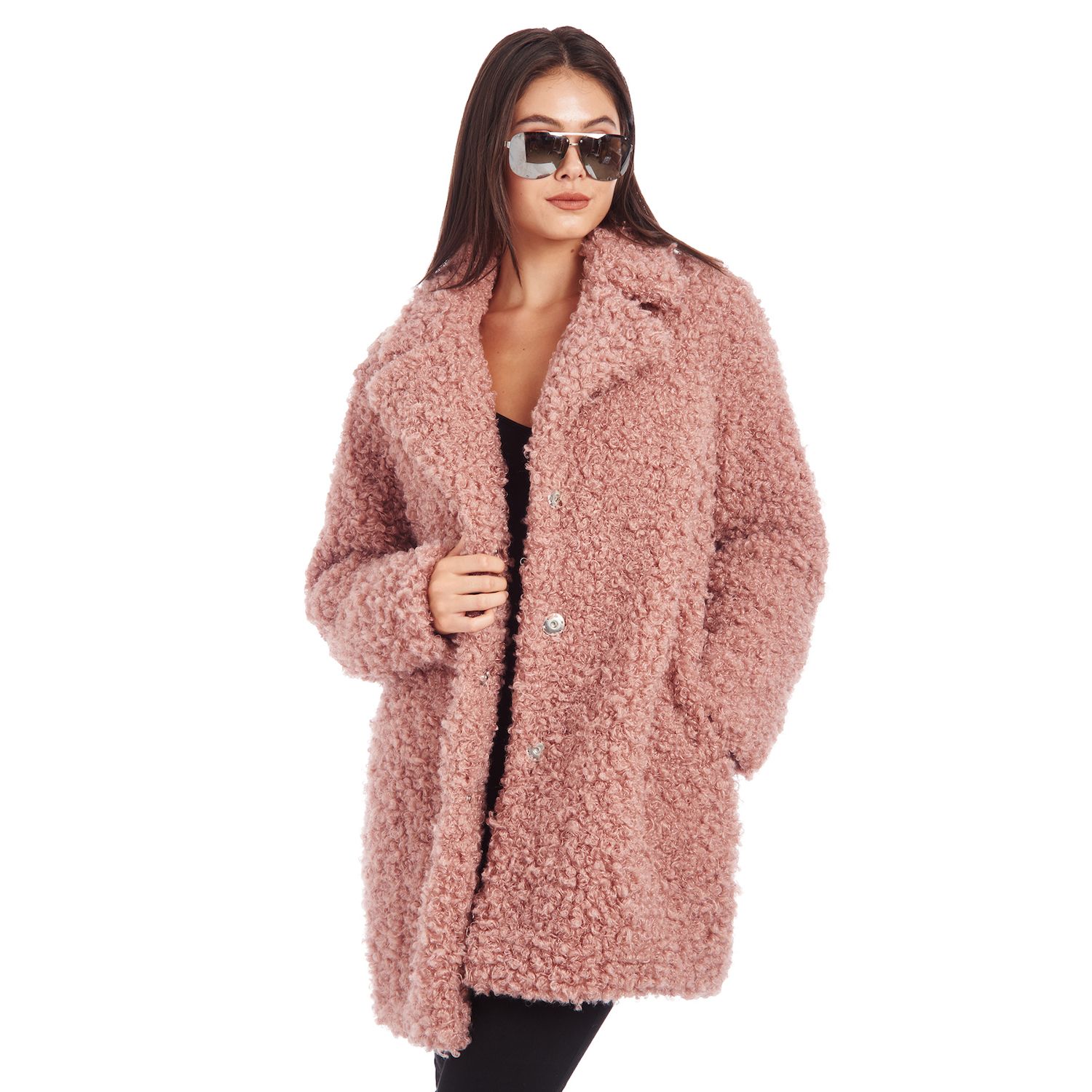 womens pink teddy coat