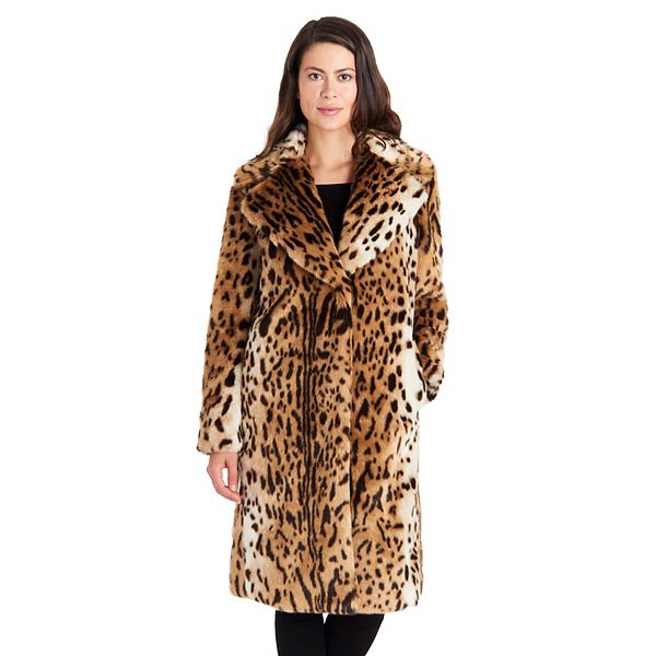 Women's Fleet Street Faux-Fur Leopard Print Coat