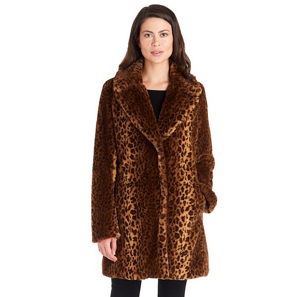 Women s Fleet Street Faux Fur Leopard Print Coat