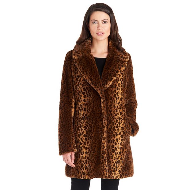 Calvin klein faux leopard on sale coat