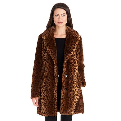 Women's Fleet Street Faux-Fur Leopard Print Coat