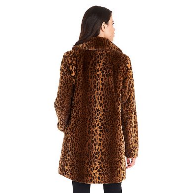 Women's Fleet Street Faux-Fur Leopard Print Coat