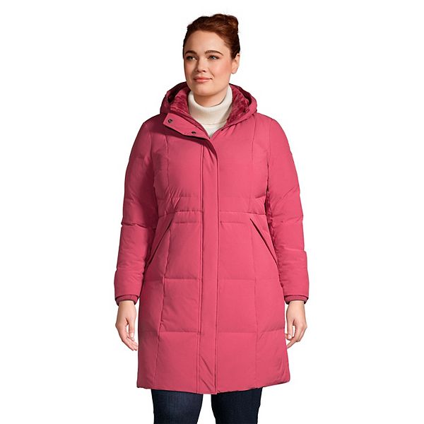 Lands End Womens Comfort Stretch Winter Long Down Coat with Hood 