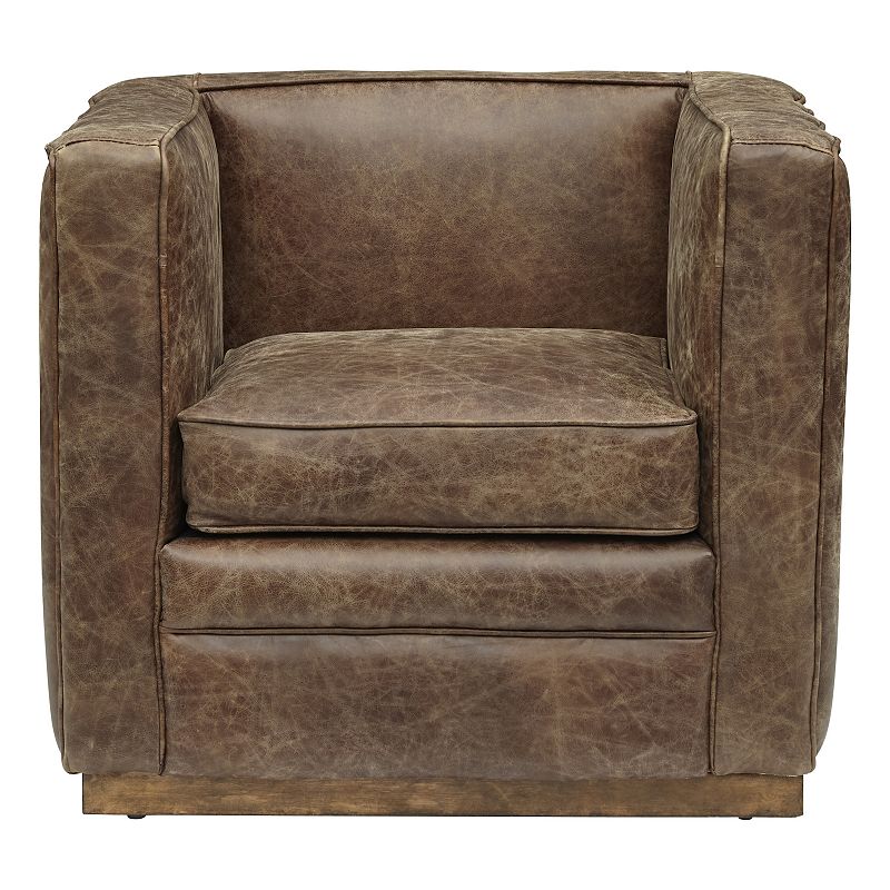 Homefare Channel Tufted Sheltered Leather Chair, Brown