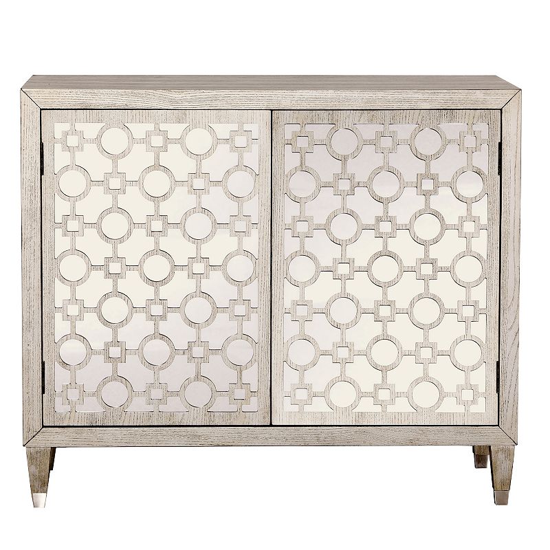 Homefare Geometric Overlay Mirrored Accent Chest, Beig/Green