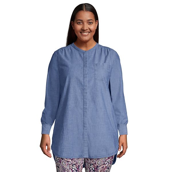Plus Size Lands' End ALine Tunic ButtonDown Shirt
