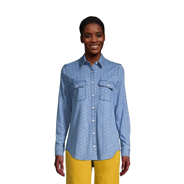 Women's Lands' End Denim Long Sleeve Shirt