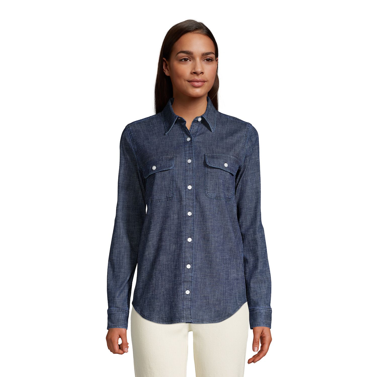 petite denim shirts & tops