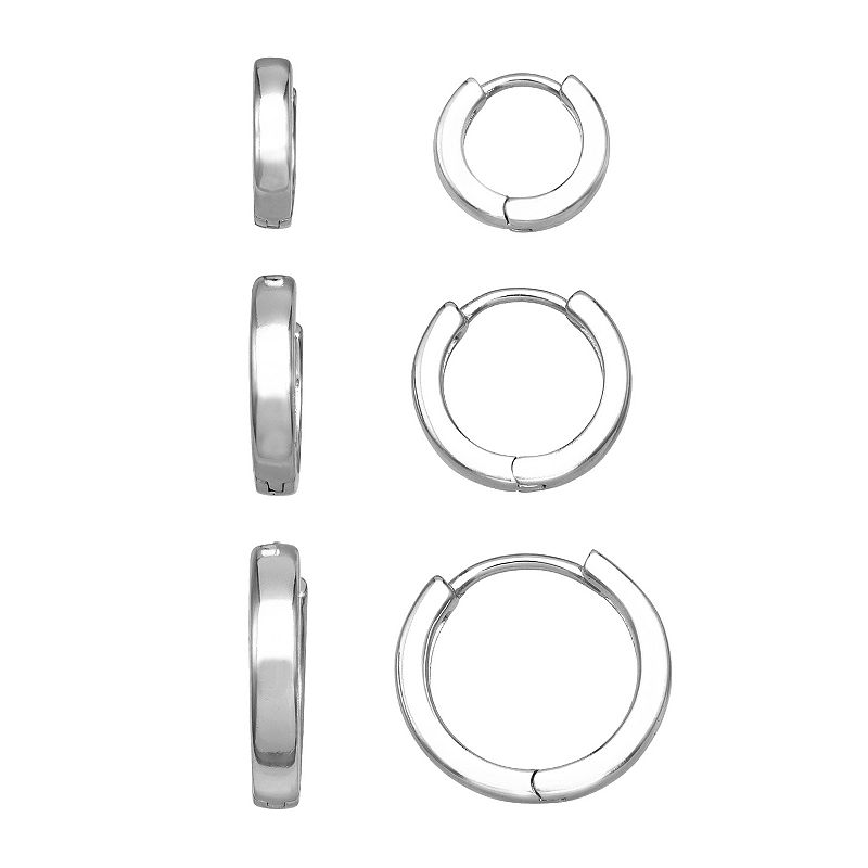 83044816 Aurielle 3 Pair Polished Huggie Hoop Earring Set,  sku 83044816