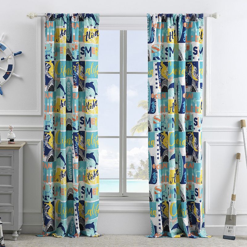 Greenland Home Fashions 2-pack Wave Rider Window Curtain Set, Blue