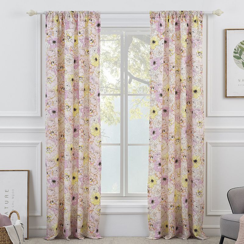 Greenland Home Fashions 2-pack Misty Bloom Window Curtain Set, Pink