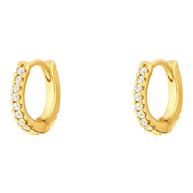 PRIMROSE Sterling Silver Cubic Zirconia Huggie Hoop Earrings