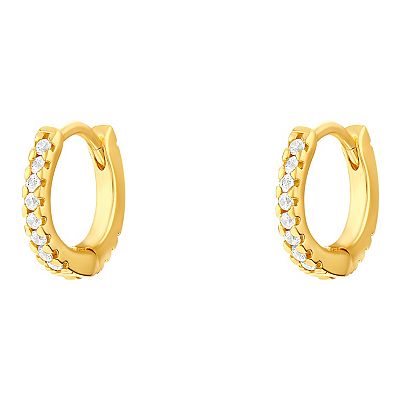 PRIMROSE Sterling Silver Cubic Zirconia Huggie Hoop Earrings