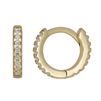 PRIMROSE Sterling Silver Cubic Zirconia Huggie Hoop Earrings