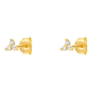PRIMROSE Sterling Silver Cubic Zirconia Triple Stud Earrings