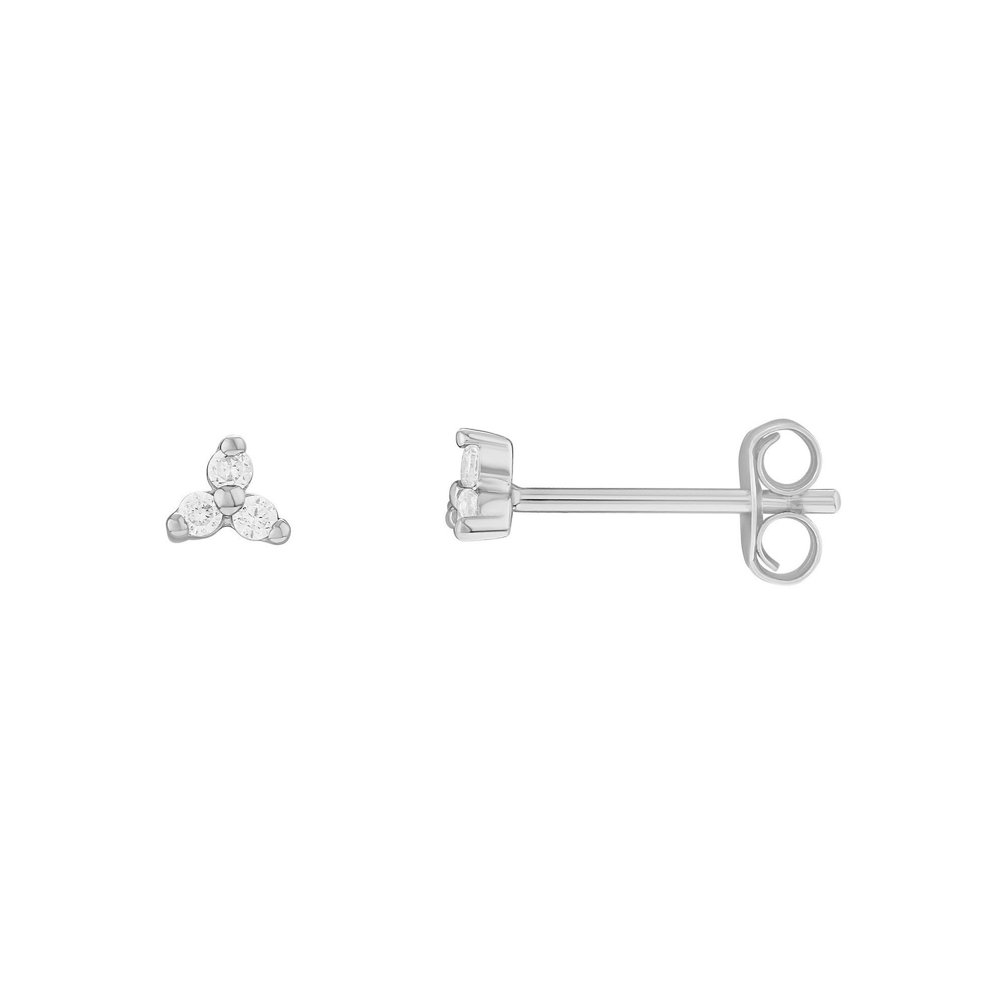 PRIMROSE Sterling Silver Triple Cubic Zirconia Stud Earrings, Womens
