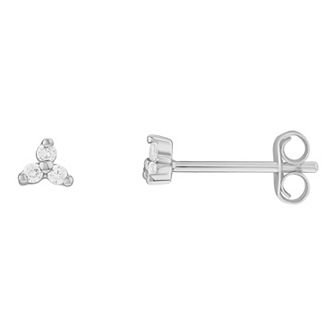 PRIMROSE Sterling Silver Triple Cubic Zirconia Stud Earrings