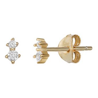 PRIMROSE 18k Gold Over Silver Double Cubic Zirconia Stud Earrings