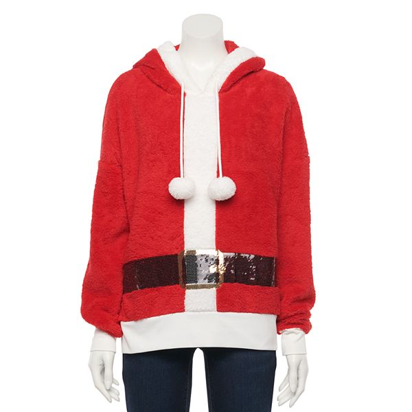 Juniors' Santa Suit Sherpa Christmas Hoodie