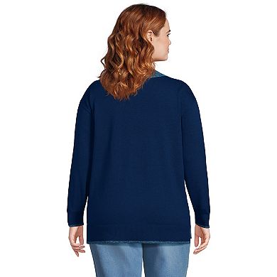 Plus Size Lands' End Lightweight Cotton Crewneck Sweater