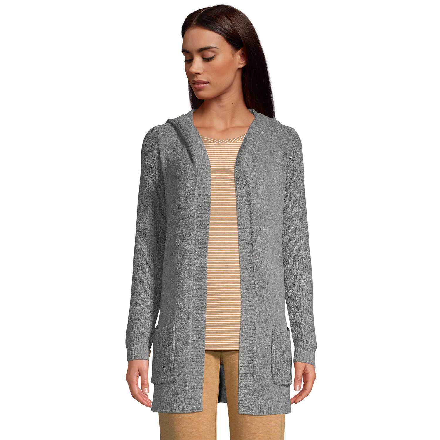 hooded open cardigan