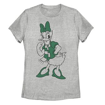 Juniors' Disney's Daisy Duck Green Christmas Outline Tee