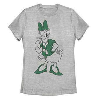 Juniors' Disney's Daisy Duck Green Christmas Outline Tee
