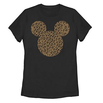 Juniors' Disney's Mickey Mouse Cheetah-Print Fill Tee