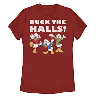 Juniors' Disney's Huey, Dewey And Louie Duck The Halls Christmas Tee