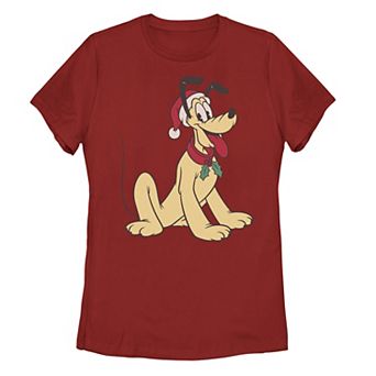 Juniors' Disney's Pluto Classic Christmas Portrait Tee