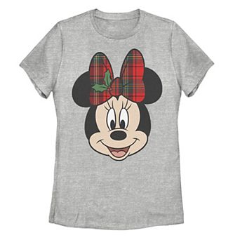 Juniors' Disney's Minnie Mouse Christmas Bow Tee