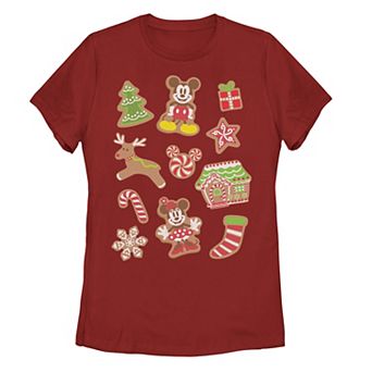 Juniors' Disney's Mickey And Minnie Mouse Gingerbread Christmas Cookies Tee