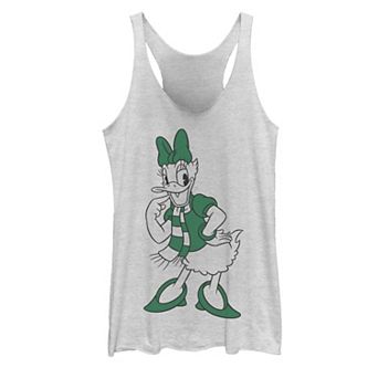 Juniors' Disney's Daisy Duck Green Christmas Outline Tank Top