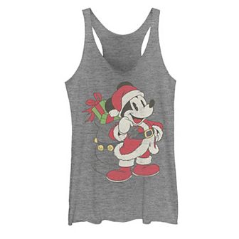 Juniors' Disney's Mickey Mouse Christmas Santa Claus Portrait Tank Top