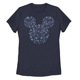 Juniors' Disney's Mickey Mouse Snowflake Silhouette Tee