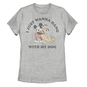 Juniors' Disney's Mickey And Friends I Just Want To Hang With My Dog Tee